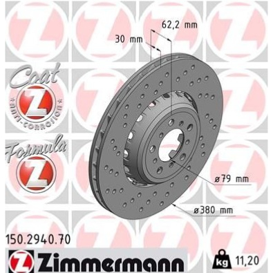 DISQUES AVANTS ZIMMERMANN SPORT Z D380x30mm Pour BMW M2/M3/M4