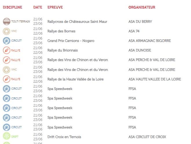 CALENDRIER FFSA